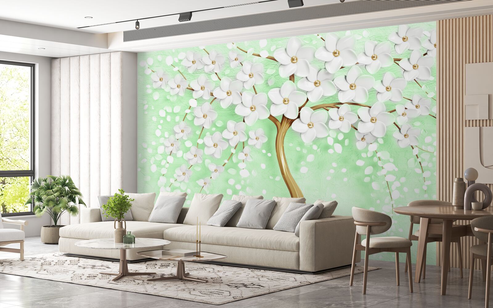 Fototapeta Śnieżnobiała wiśnia w letnim ogrodzie