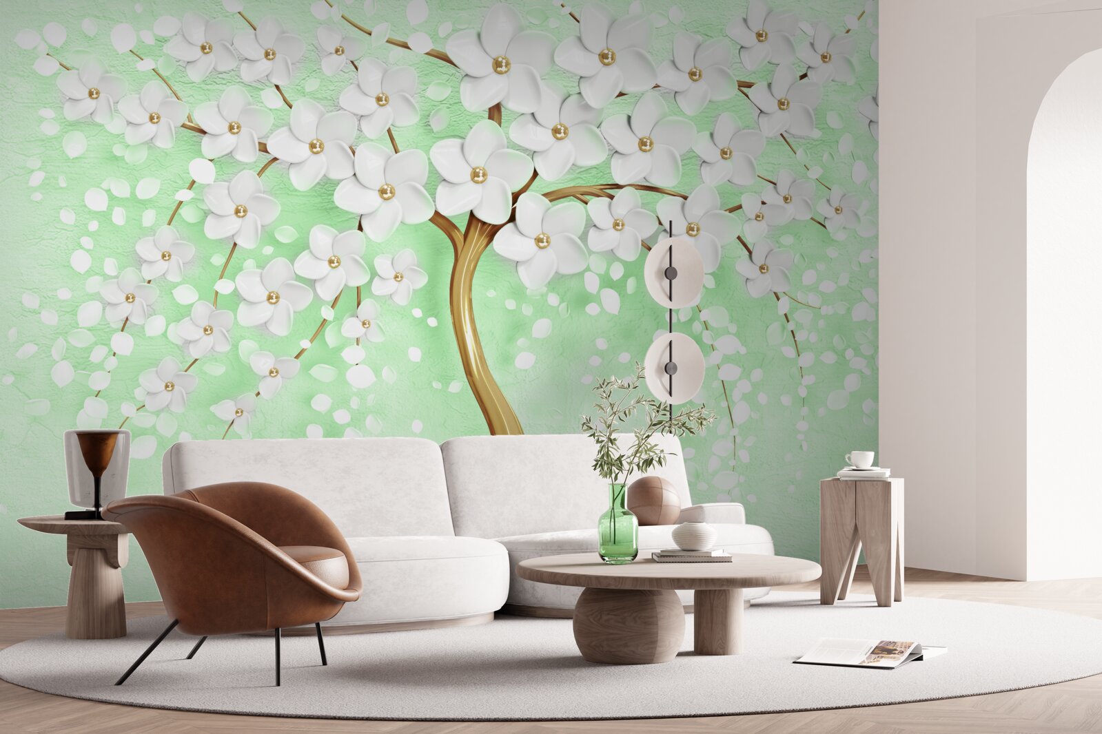 Fototapeta Śnieżnobiała wiśnia w letnim ogrodzie