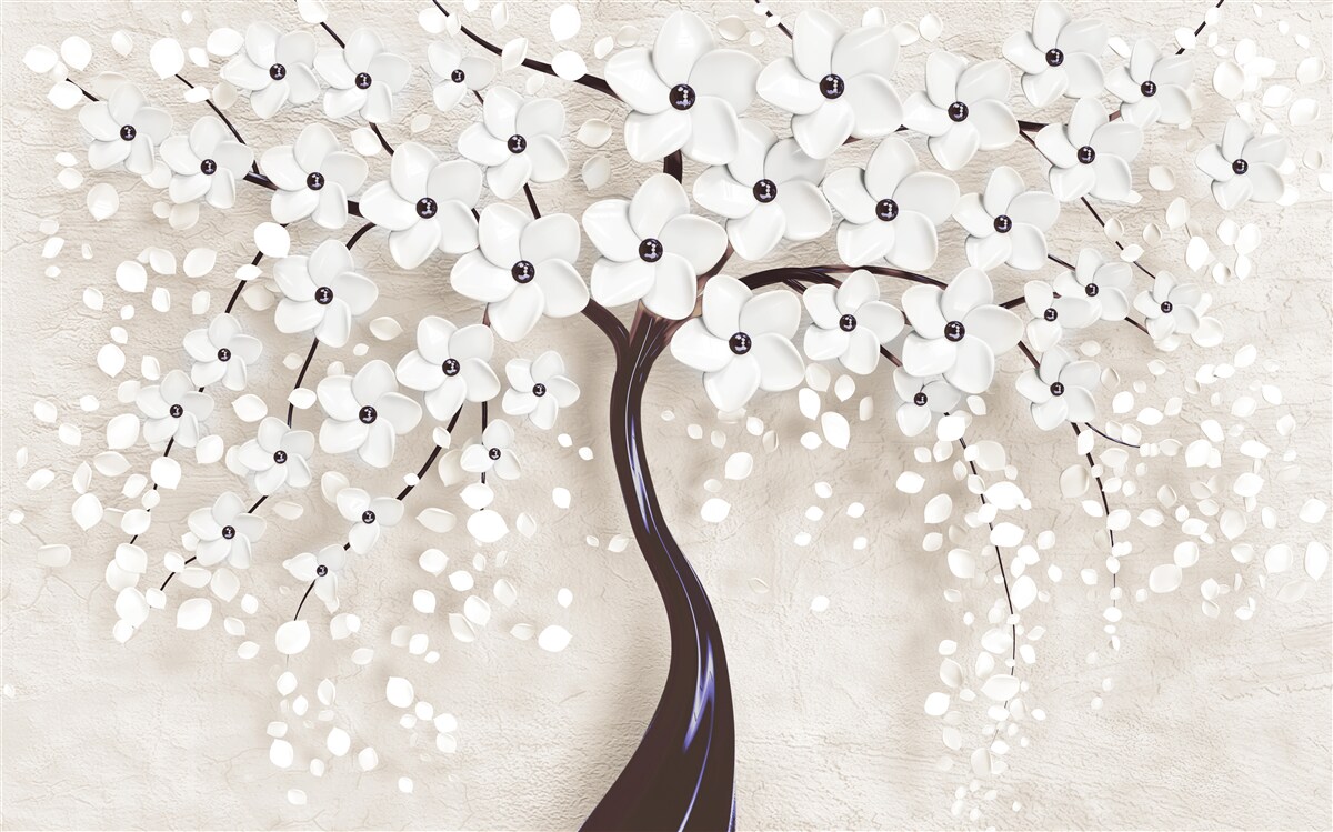 Fototapeta wspaniałe białe drzewo w pełnym rozkwicie