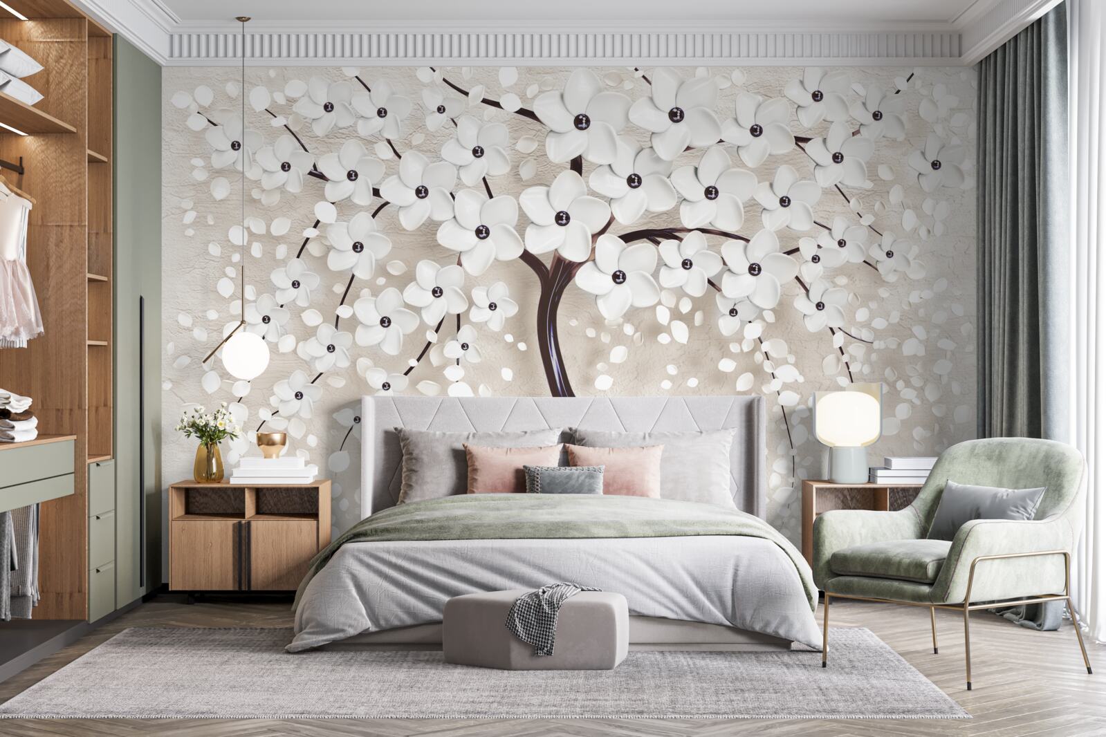 Fototapeta wspaniałe białe drzewo w pełnym rozkwicie