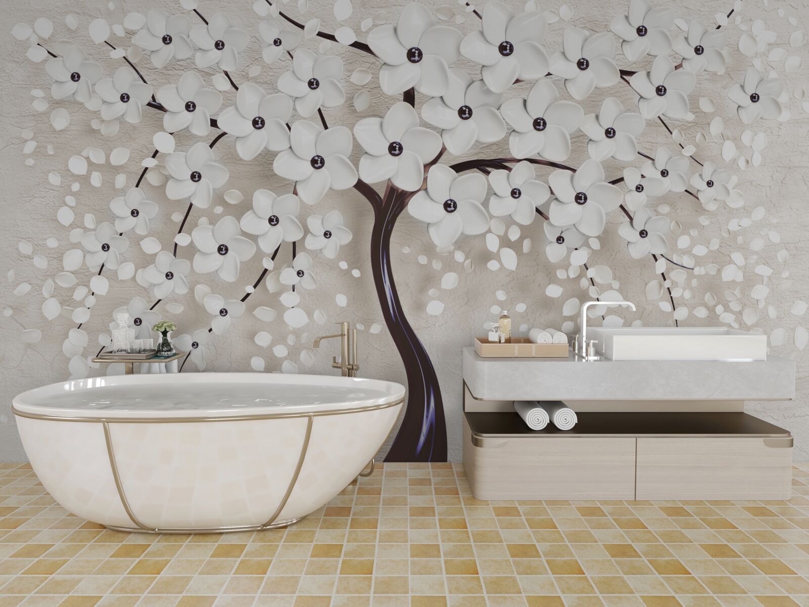 Fototapeta wspaniałe białe drzewo w pełnym rozkwicie