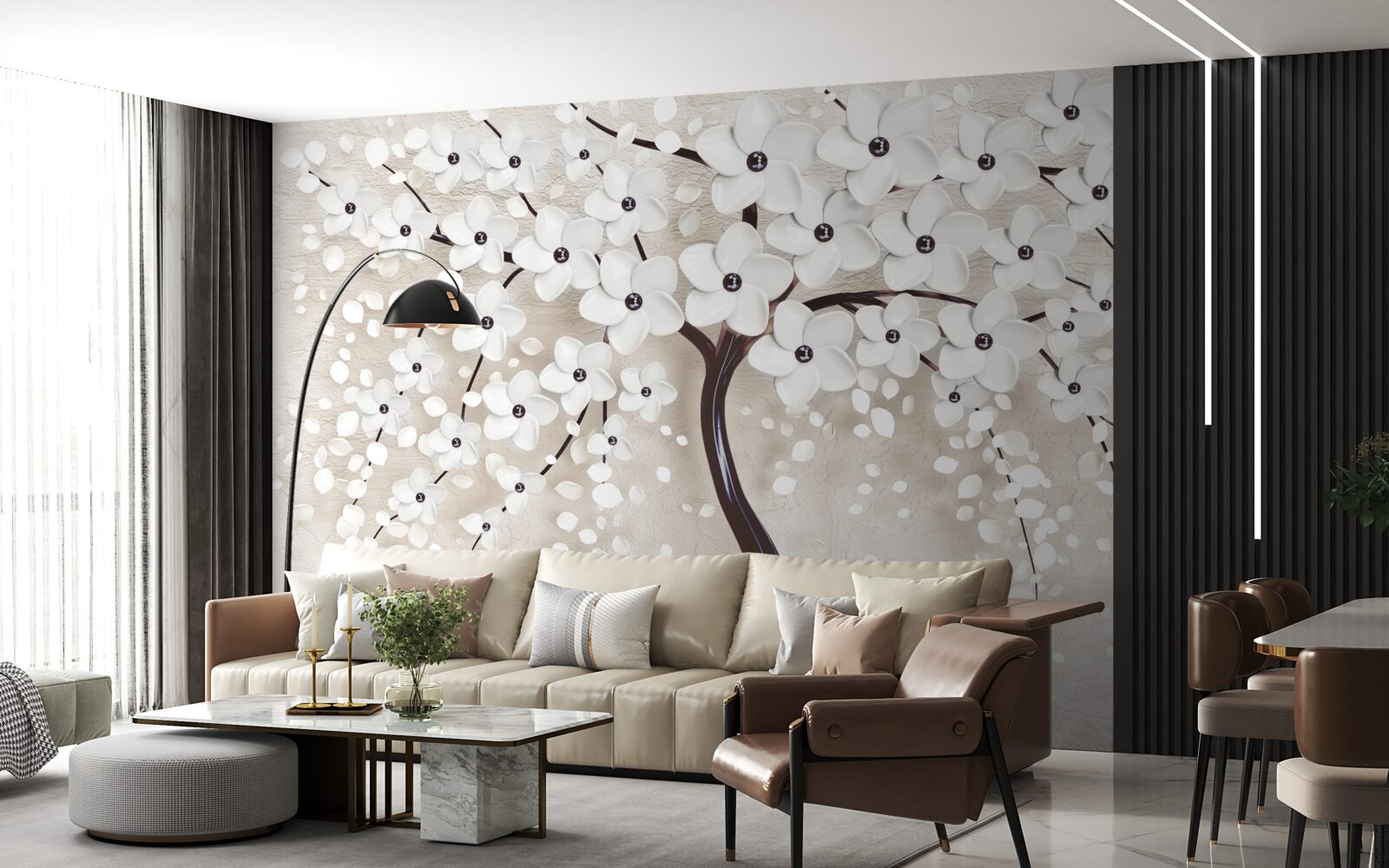 Fototapeta wspaniałe białe drzewo w pełnym rozkwicie