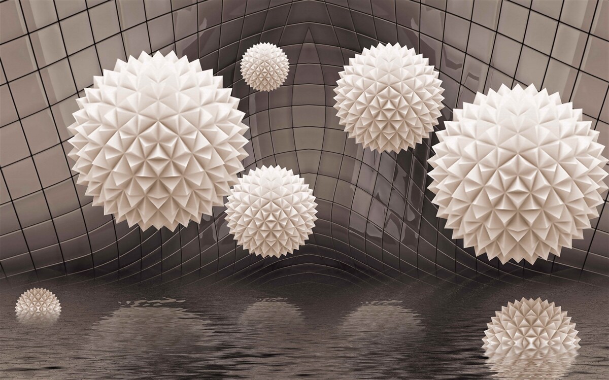 Fototapeta ostre kulki unoszące się w powietrzu w kolorze jasnoróżowym