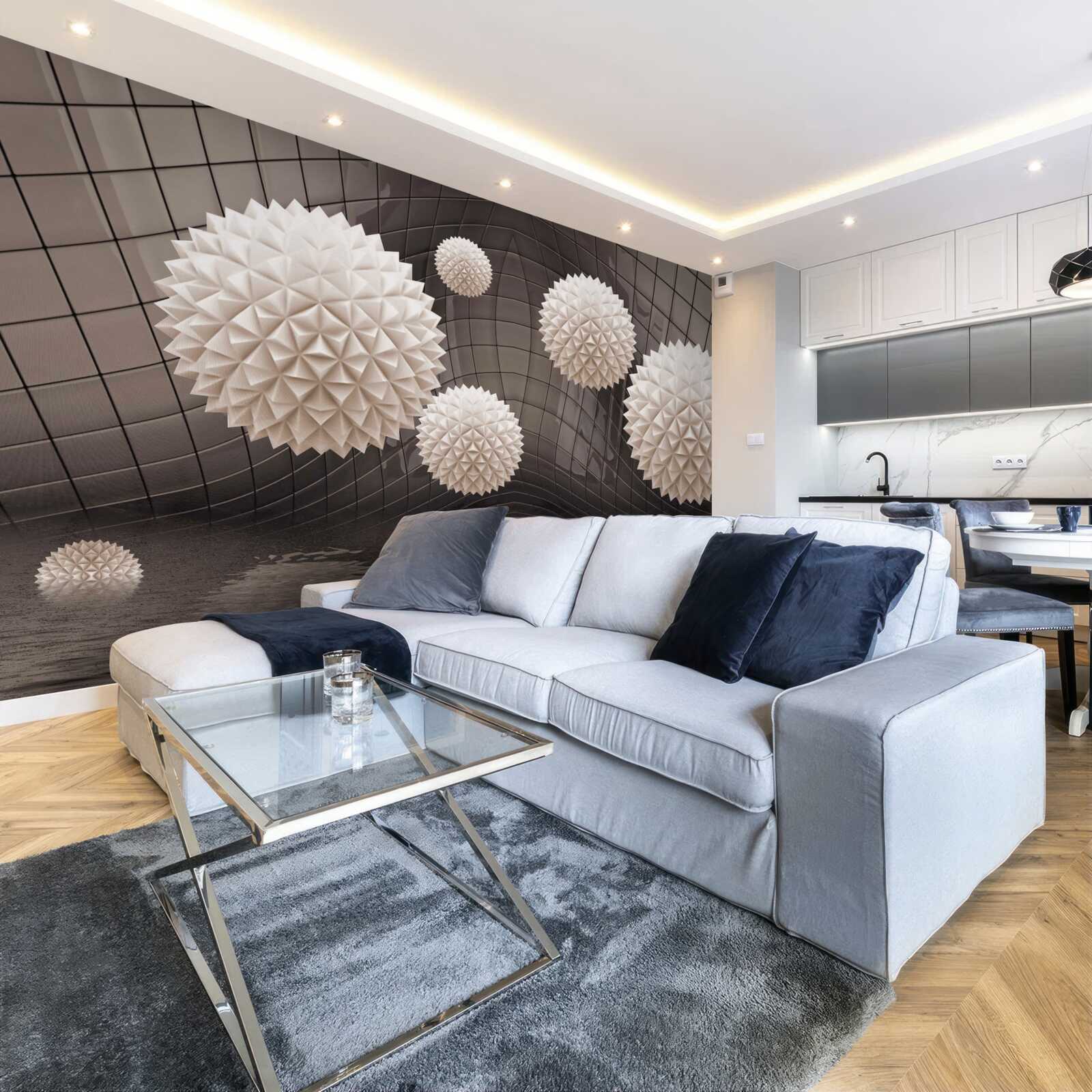 Fototapeta ostre kulki unoszące się w powietrzu w kolorze jasnoróżowym