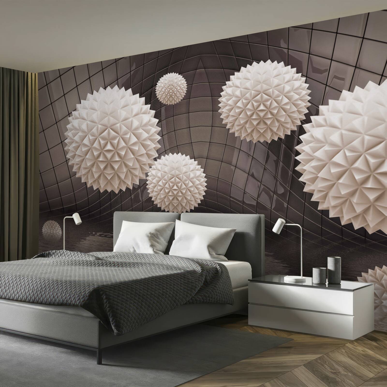 Fototapeta ostre kulki unoszące się w powietrzu w kolorze jasnoróżowym