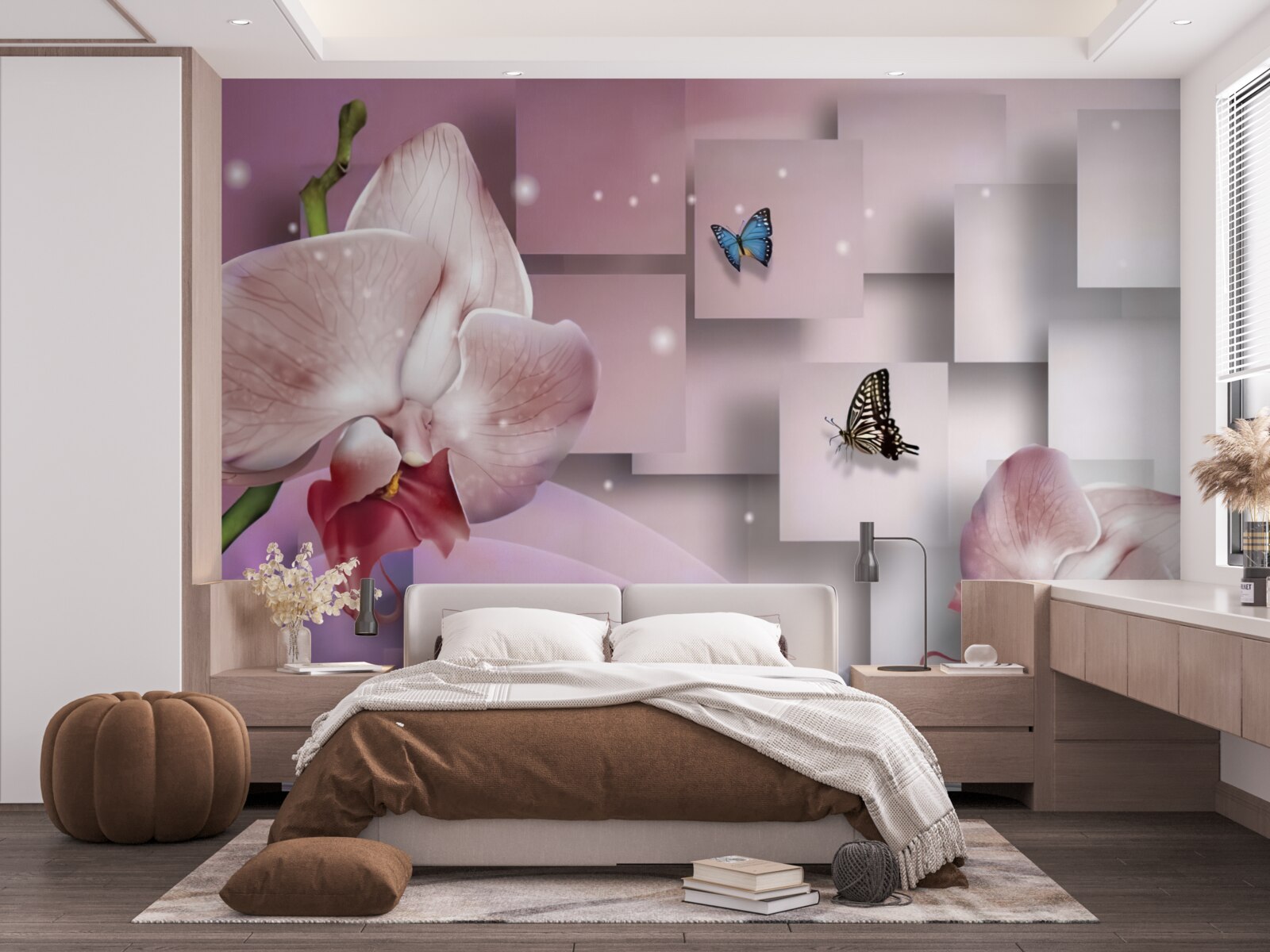 Fototapeta jaskrawo kolorowe motyle i orchidee