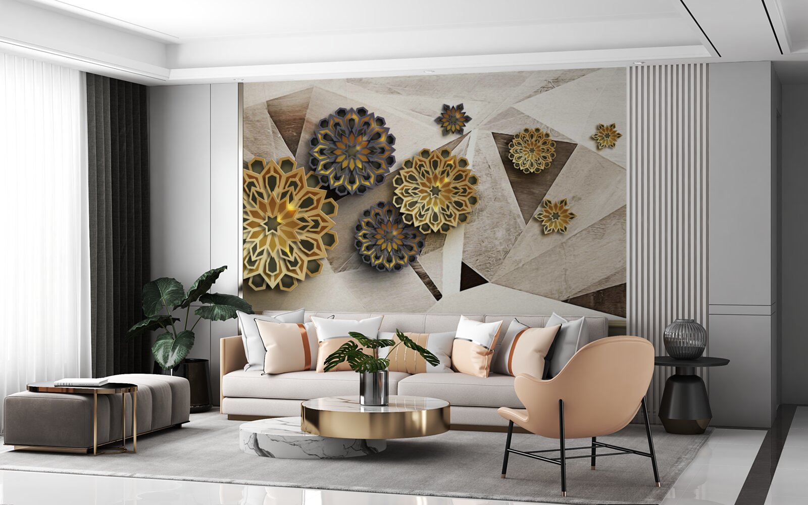 Fototapeta wolumetryczne abstrakcje kwiatowe