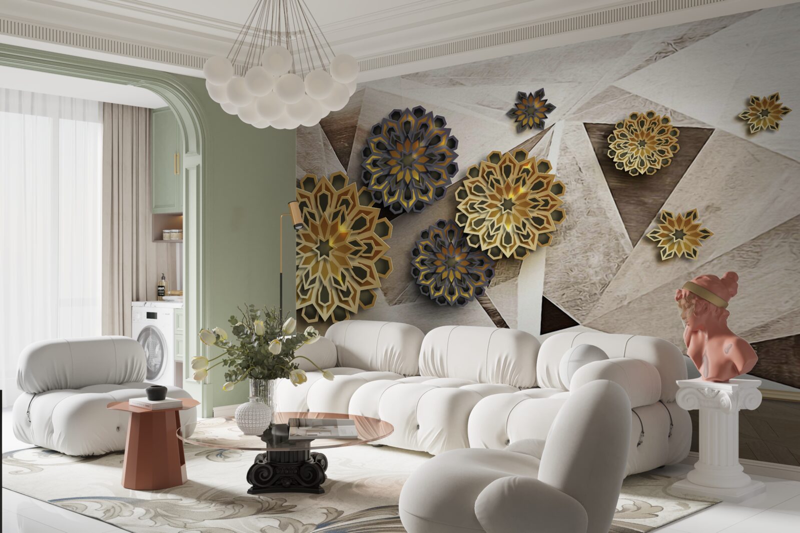 Fototapeta wolumetryczne abstrakcje kwiatowe