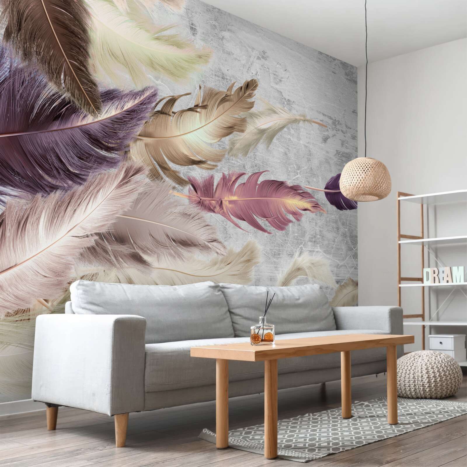 Fototapeta pióra w różnych kolorach kołyszą się na wietrze