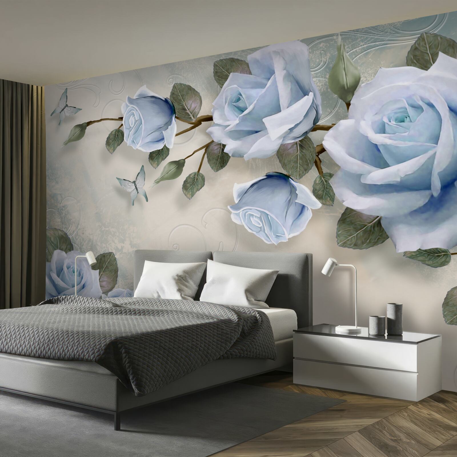 Fototapeta pełen wdzięku pąki jasnej róży na łodydze