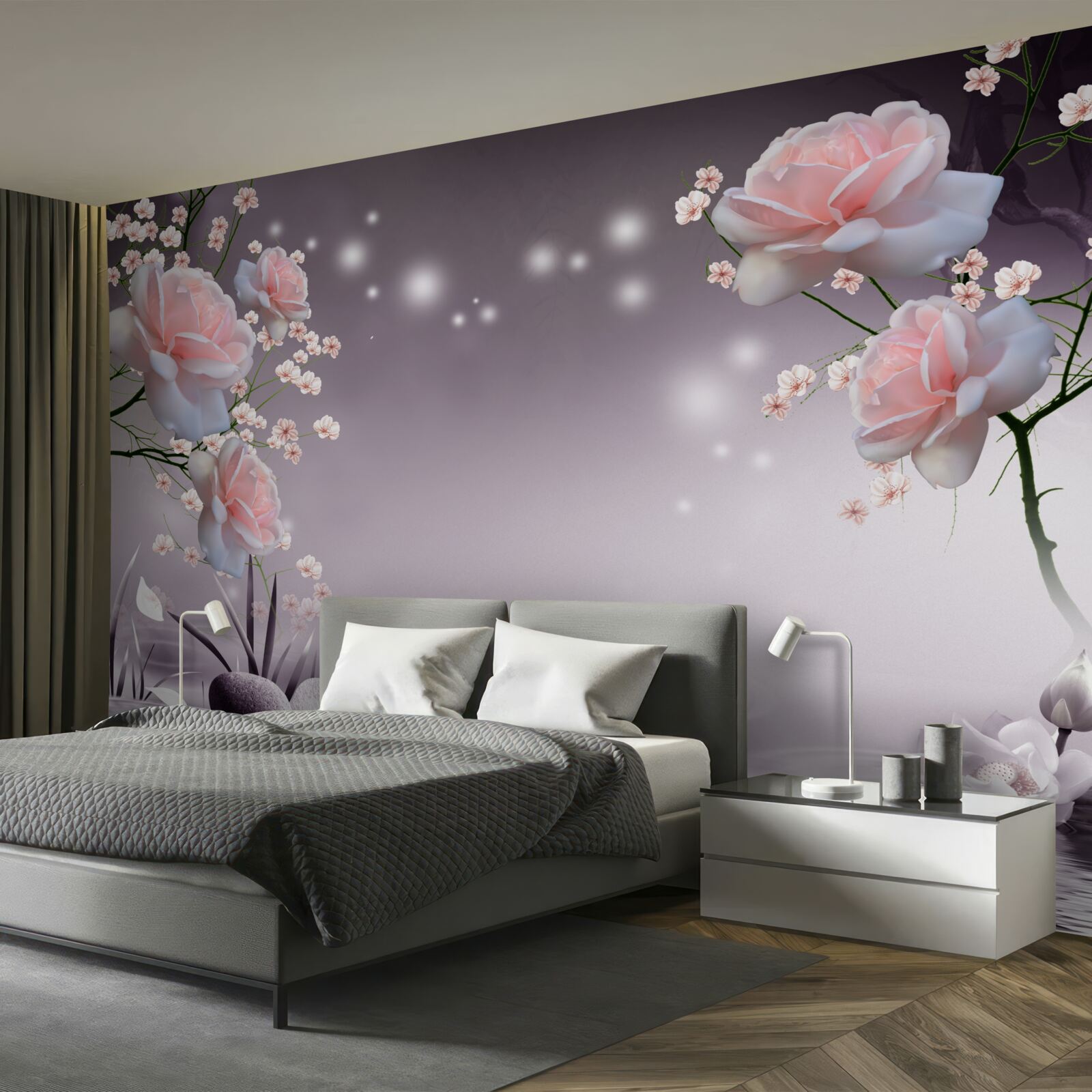 Fototapeta jasnoróżowe kwiaty są przedstawione na abstrakcyjnym tle