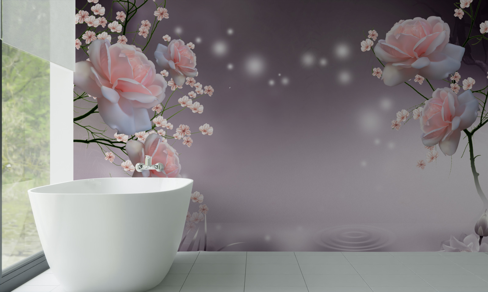 Fototapeta jasnoróżowe kwiaty są przedstawione na abstrakcyjnym tle