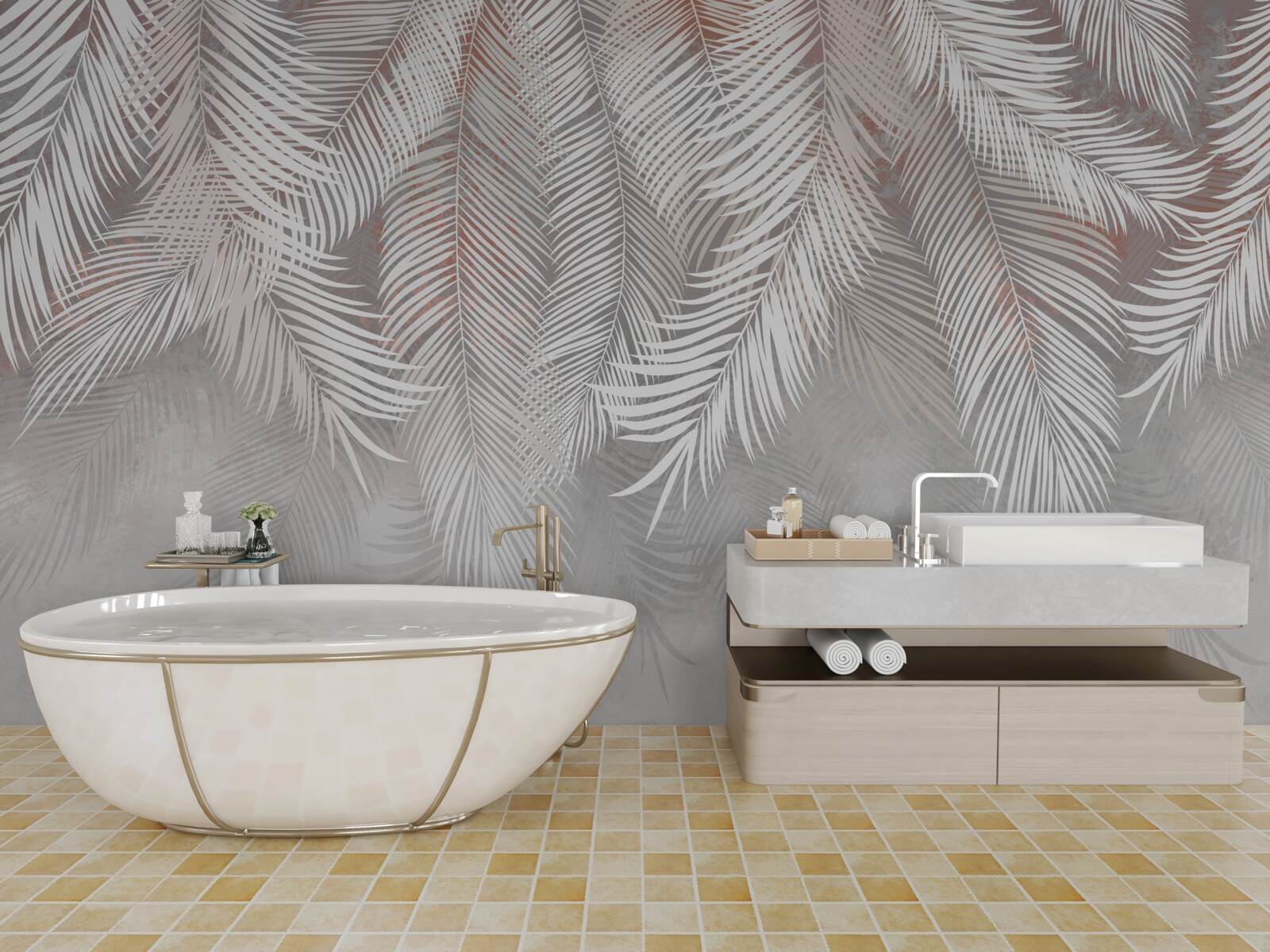 Fototapeta jasnobrązowy kolor gałęzi palmowych