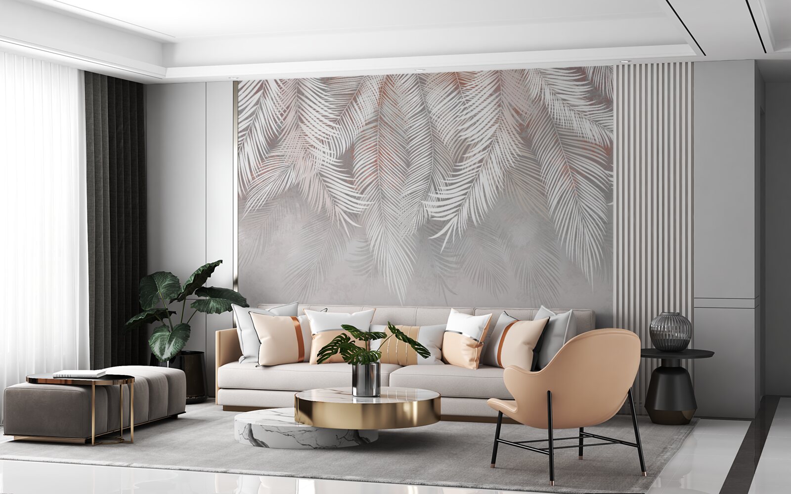 Fototapeta jasnobrązowy kolor gałęzi palmowych