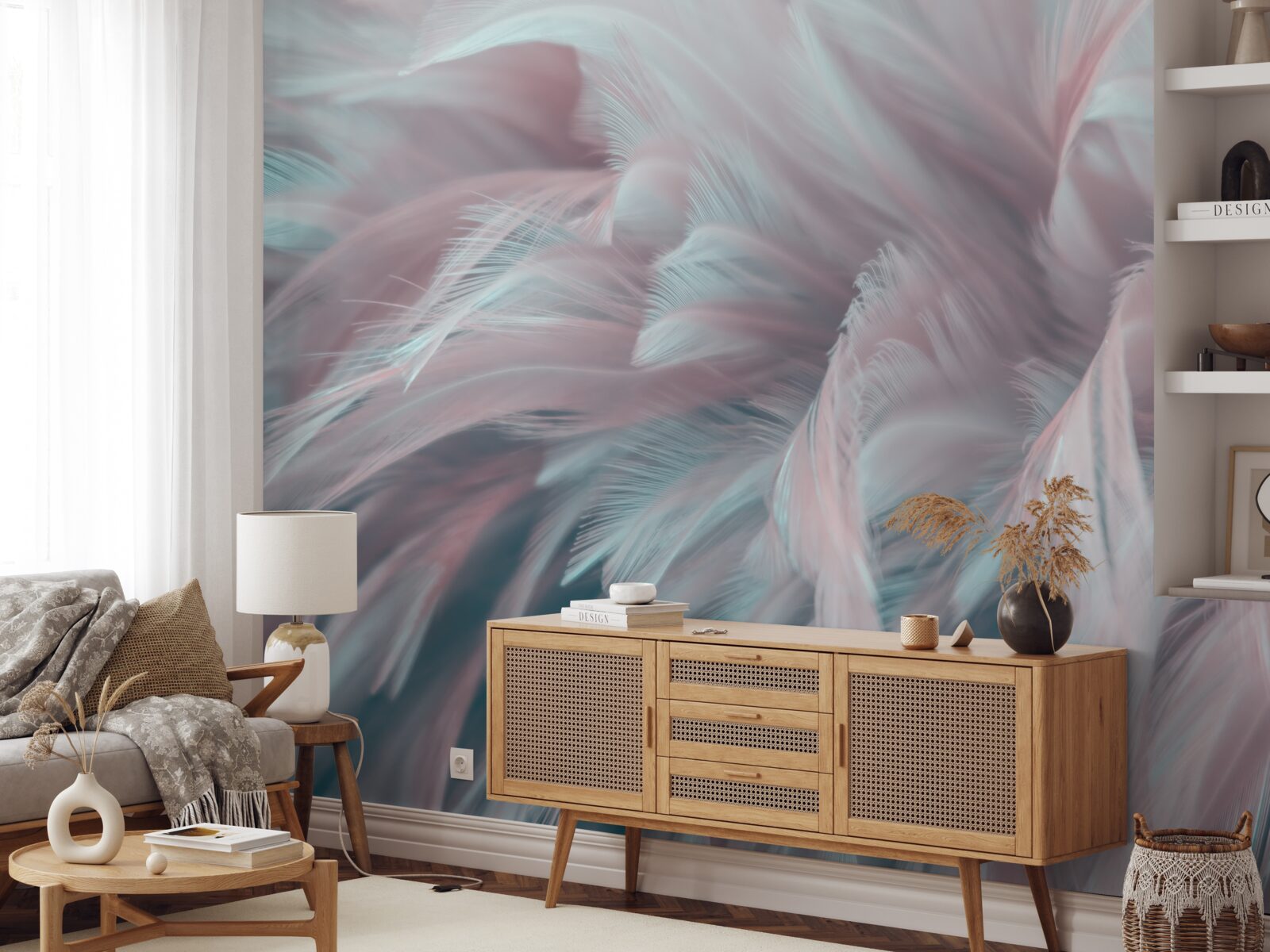 Fototapeta miękkie różowawe pióra