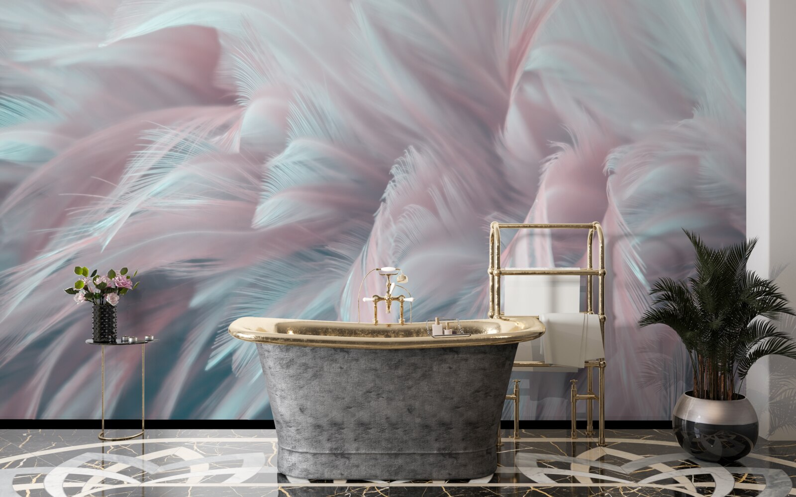 Fototapeta miękkie różowawe pióra