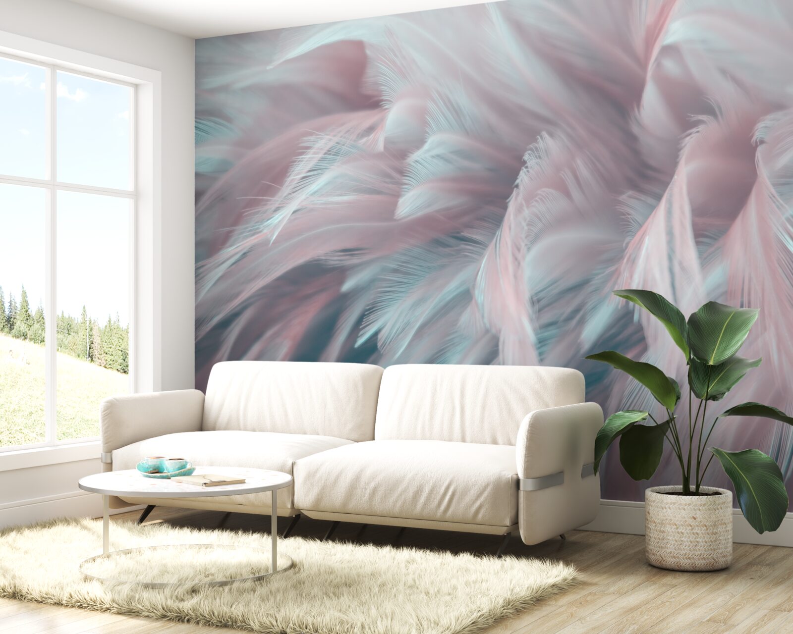 Fototapeta miękkie różowawe pióra