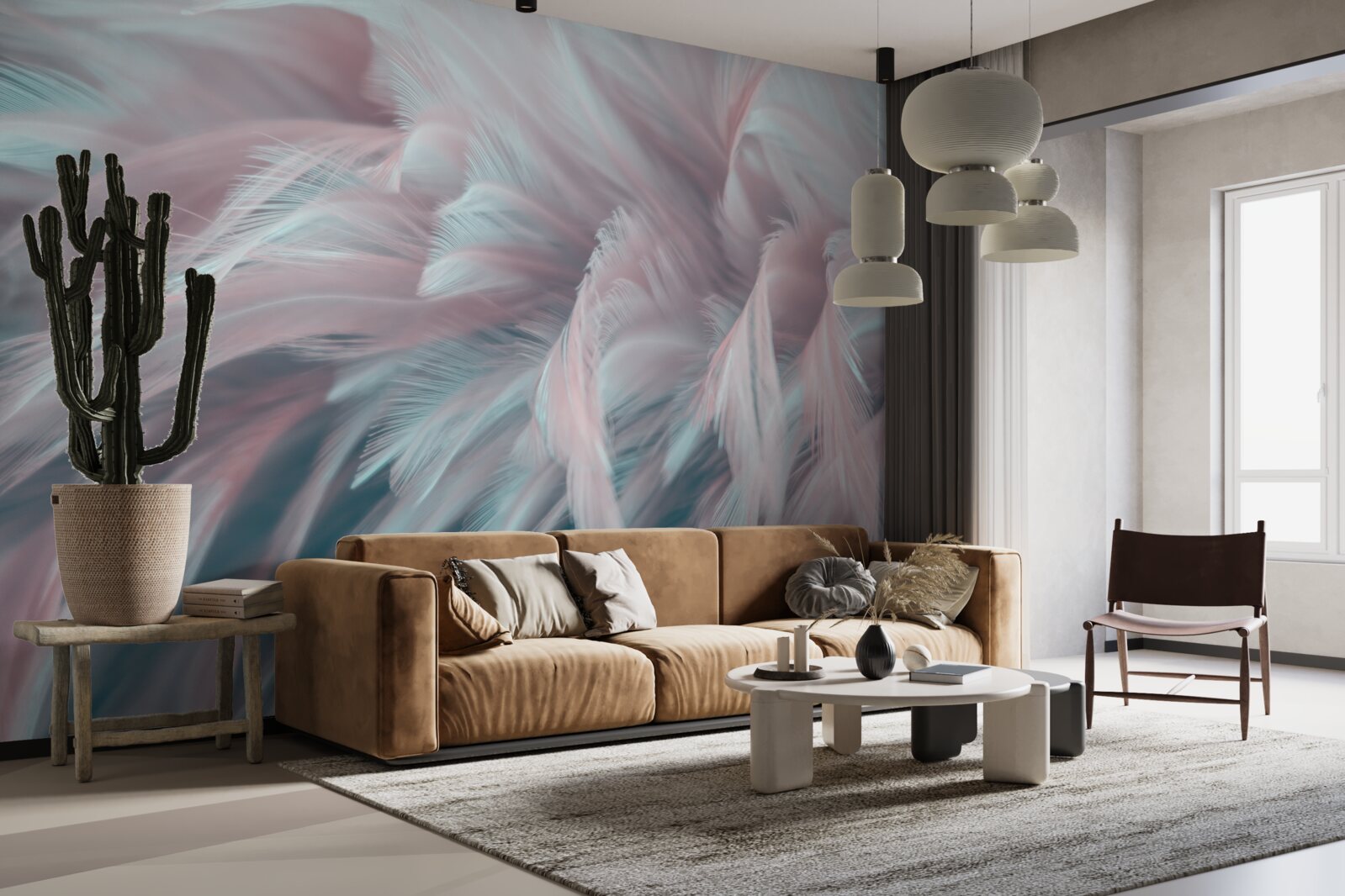 Fototapeta miękkie różowawe pióra