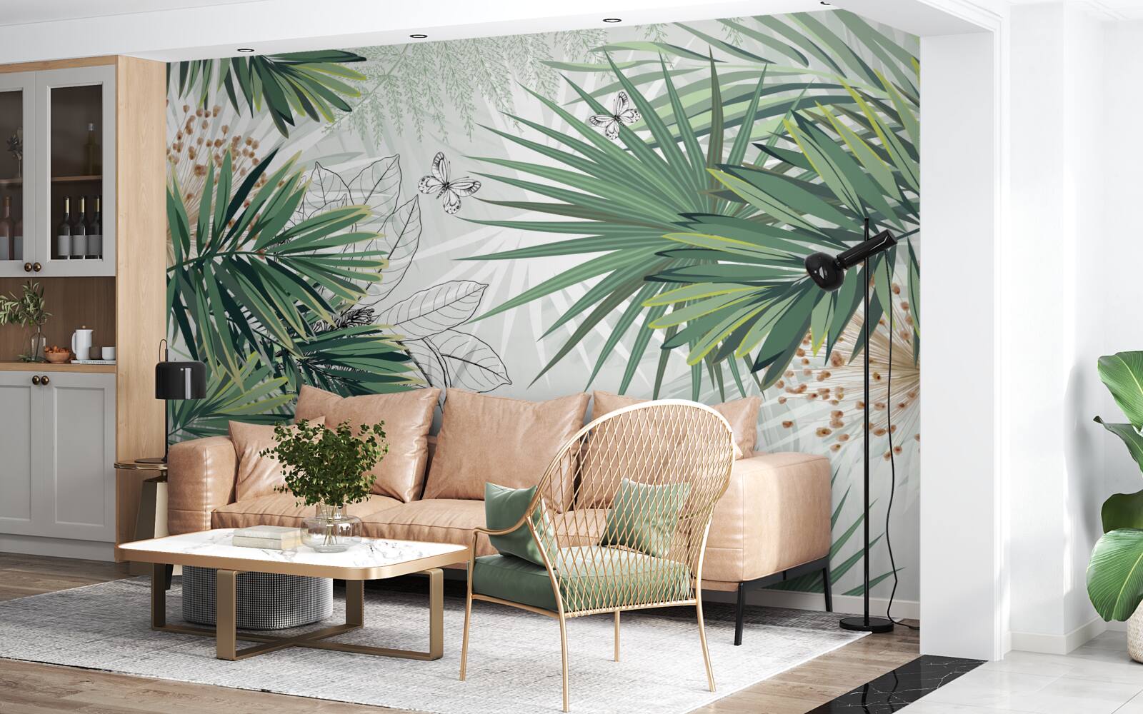 Fototapeta duże gałęzie z zielonymi liśćmi