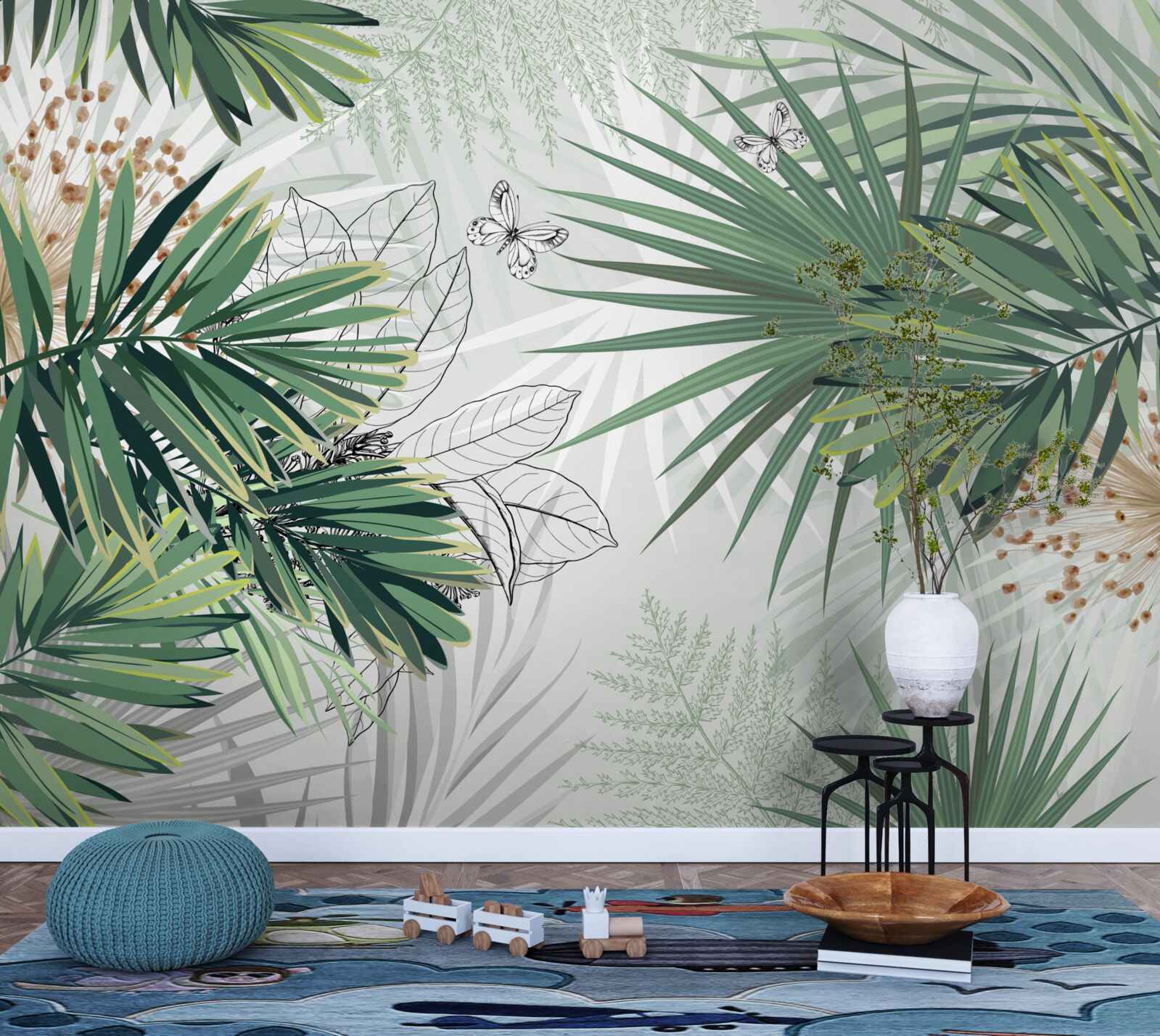 Fototapeta duże gałęzie z zielonymi liśćmi