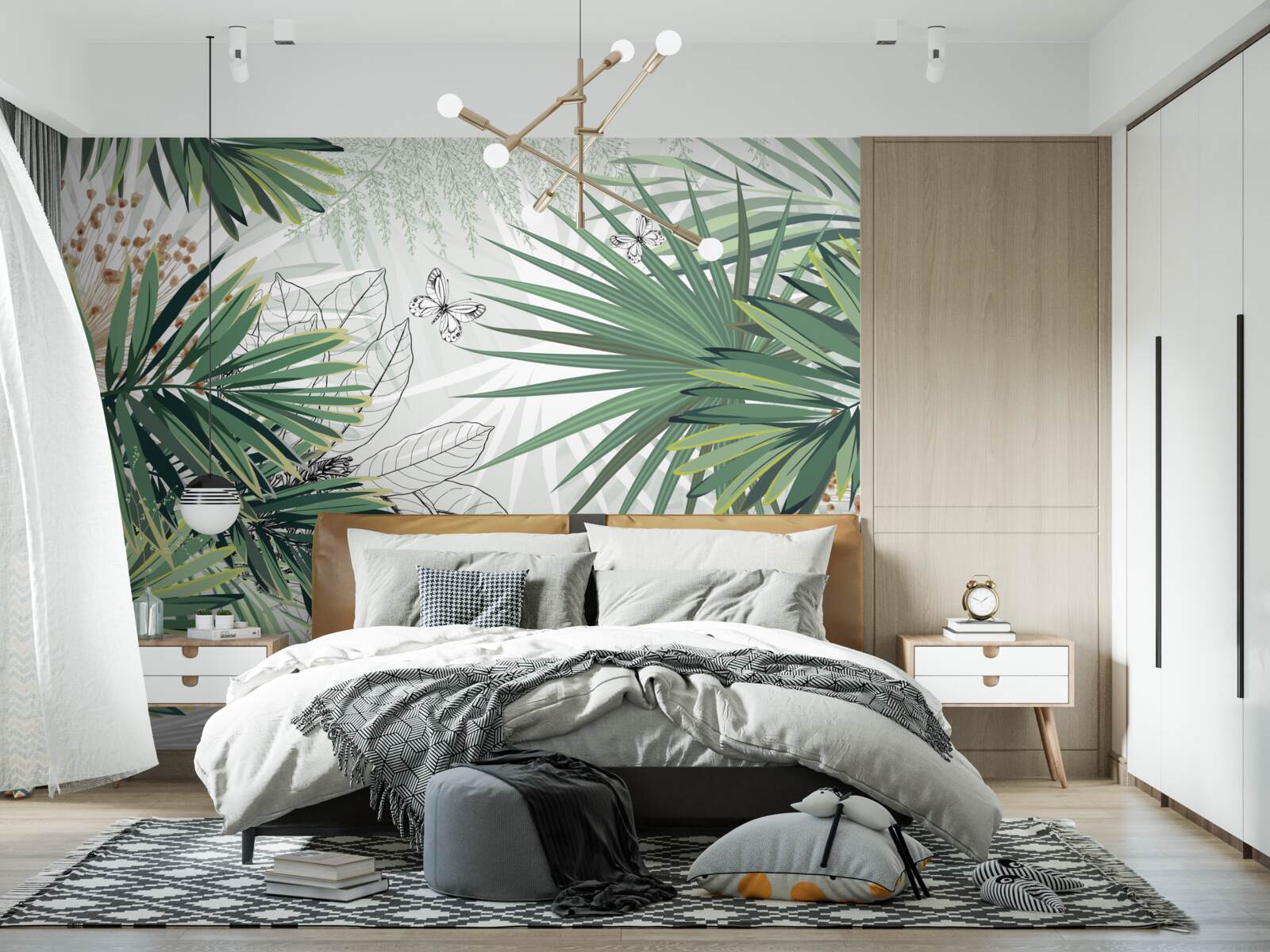 Fototapeta duże gałęzie z zielonymi liśćmi