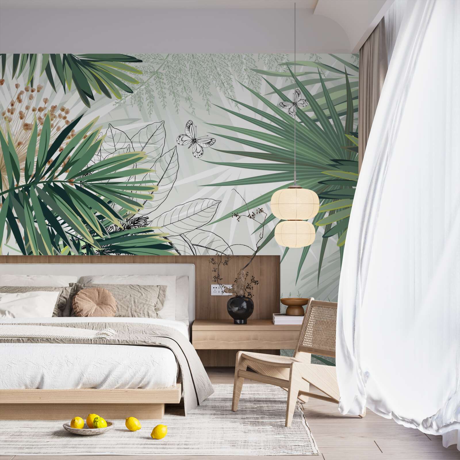 Fototapeta duże gałęzie z zielonymi liśćmi