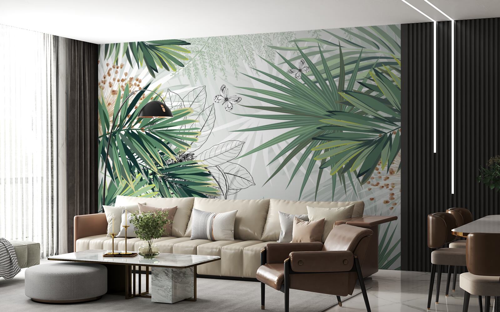 Fototapeta duże gałęzie z zielonymi liśćmi