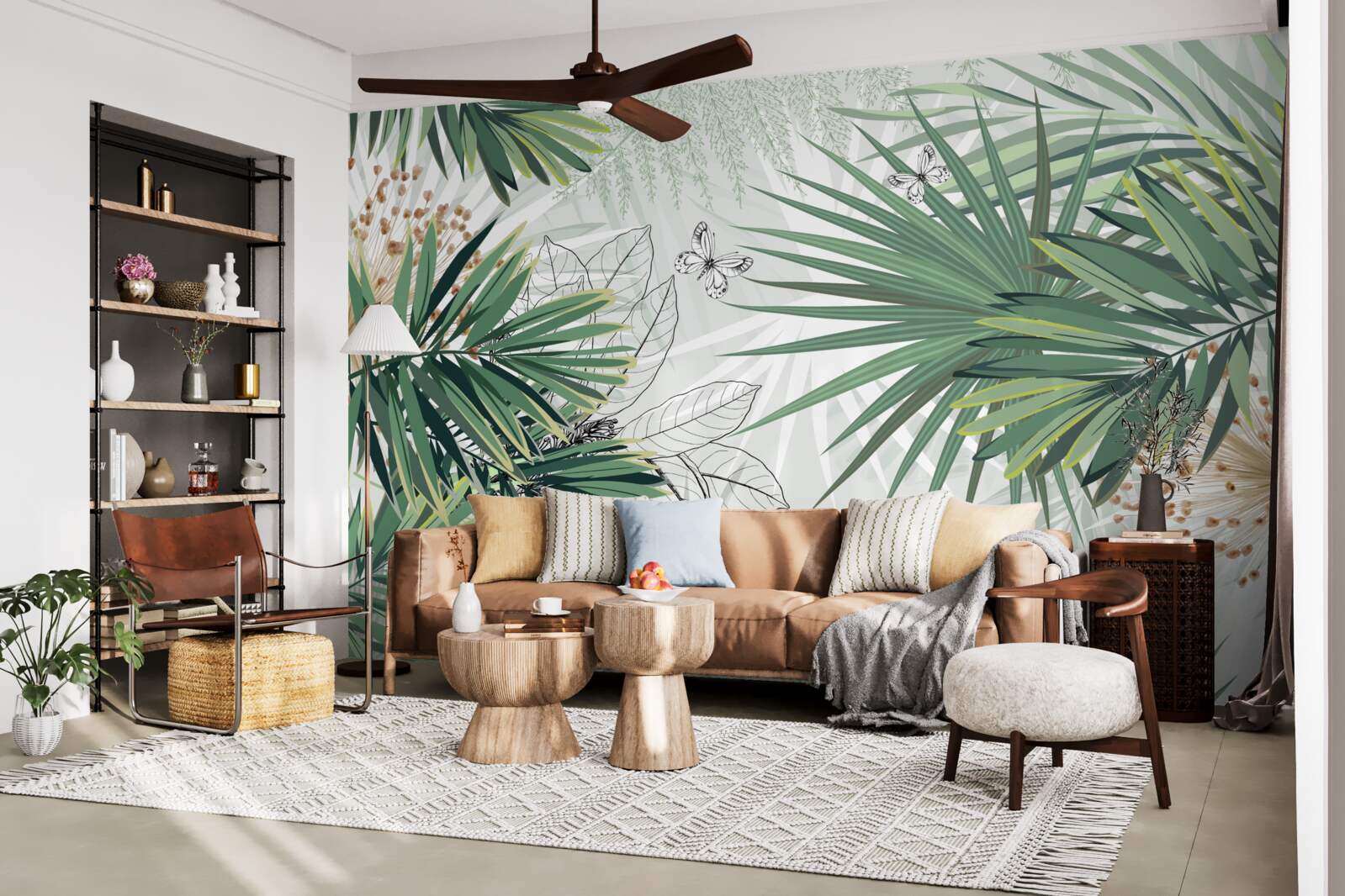 Fototapeta duże gałęzie z zielonymi liśćmi