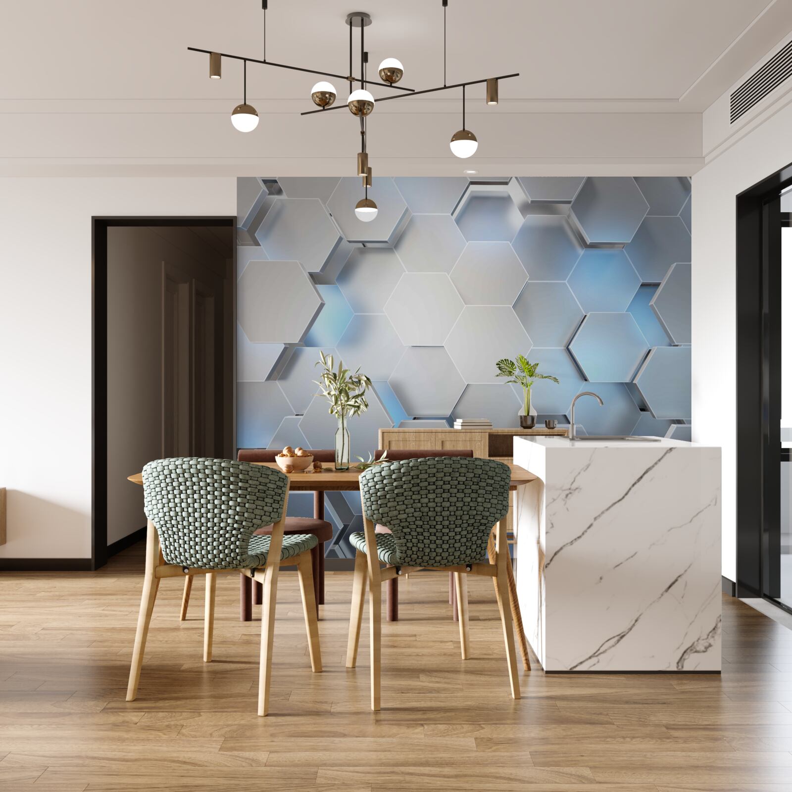 Fototapeta szare sześciokąty