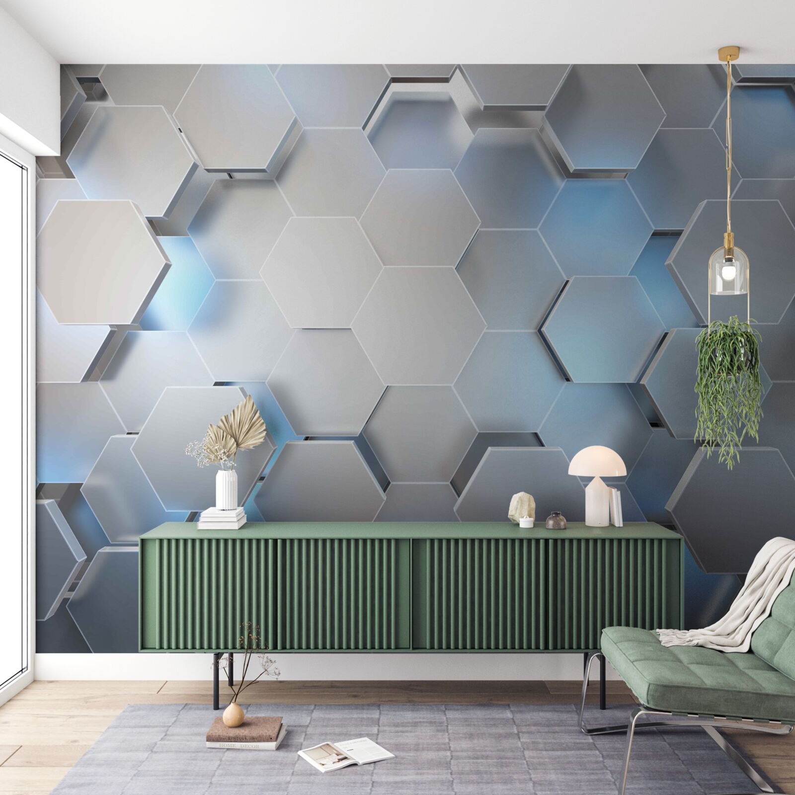 Fototapeta szare sześciokąty