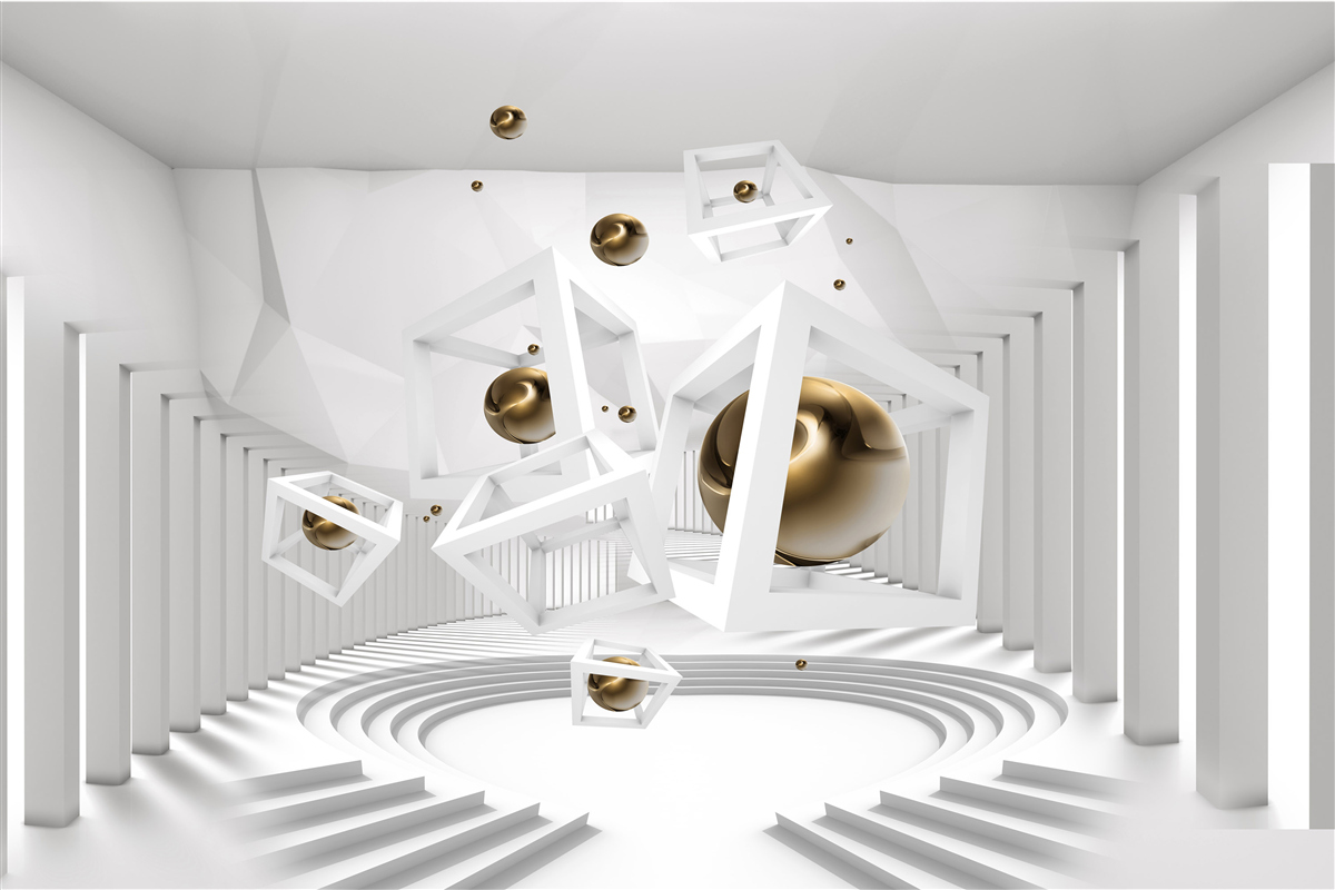 Fototapeta złote kule i białe kostki