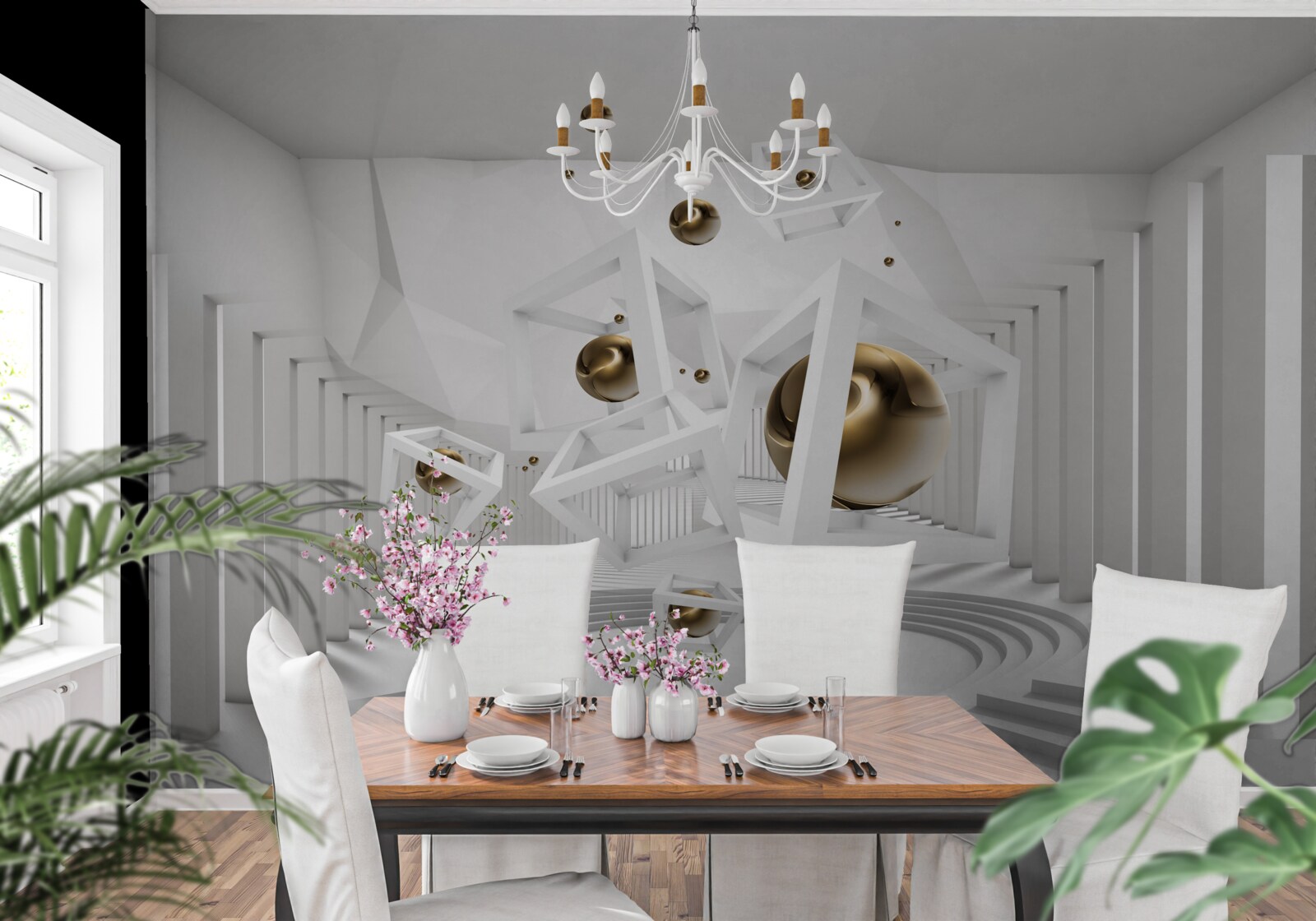 Fototapeta złote kule i białe kostki