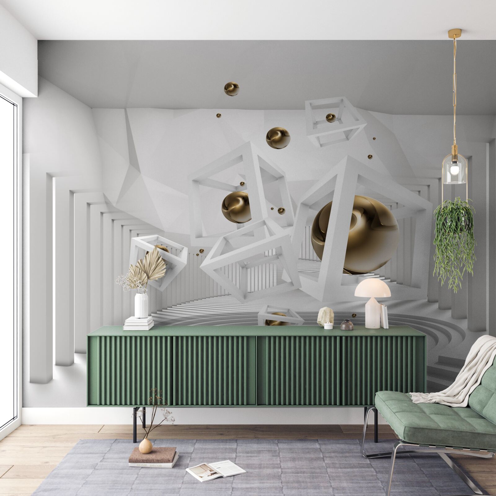 Fototapeta złote kule i białe kostki