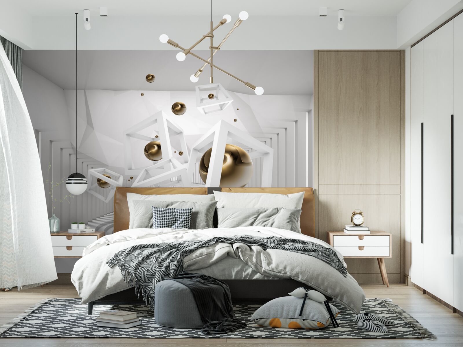 Fototapeta złote kule i białe kostki