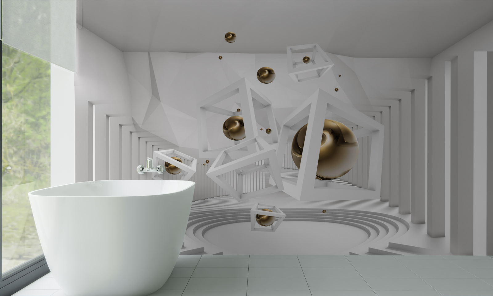 Fototapeta złote kule i białe kostki