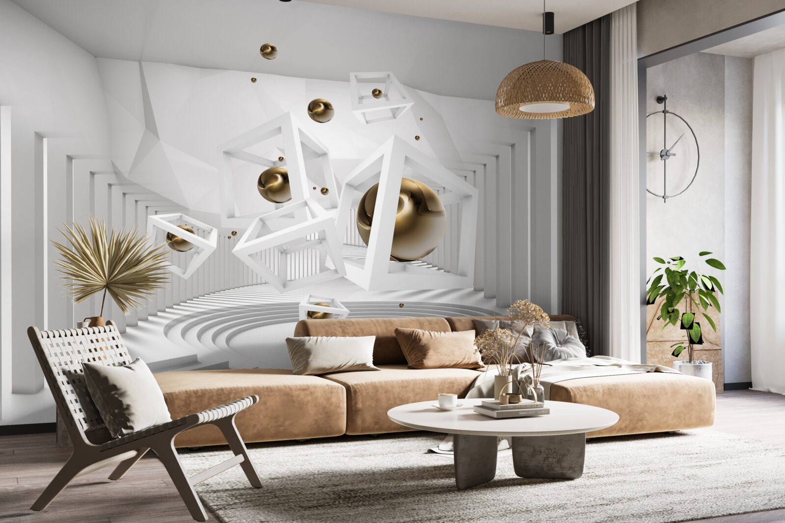 Fototapeta złote kule i białe kostki