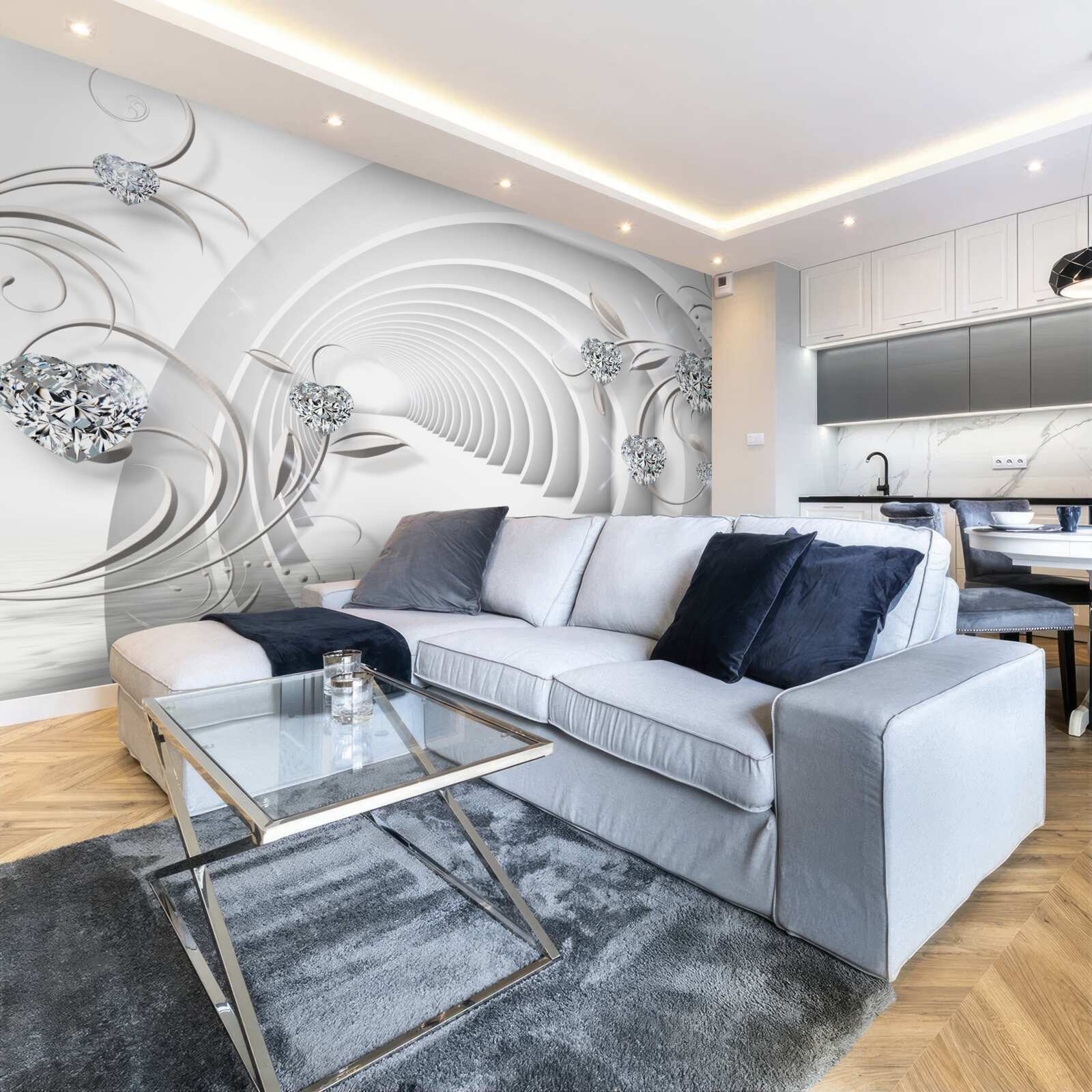 Fototapeta niekończący się korytarz spowity śnieżnobiałą czystością