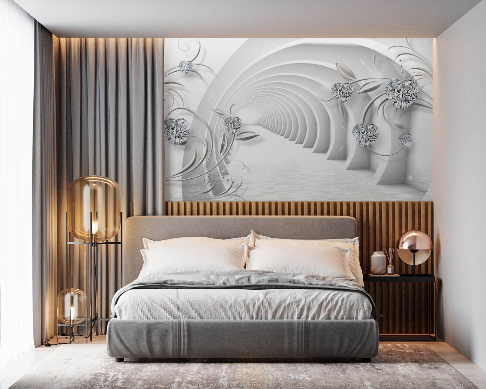 Fototapeta niekończący się korytarz spowity śnieżnobiałą czystością