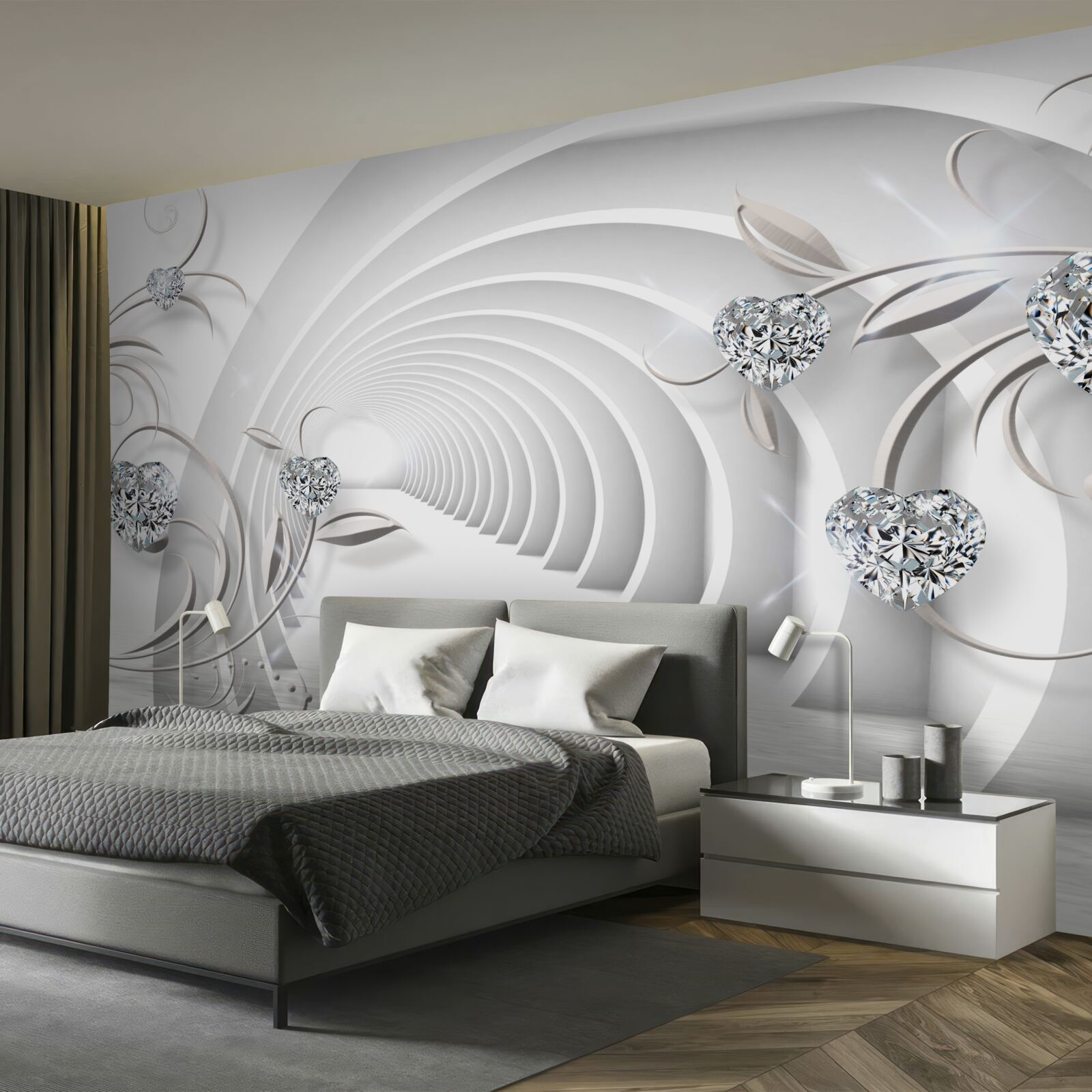 Fototapeta niekończący się korytarz spowity śnieżnobiałą czystością