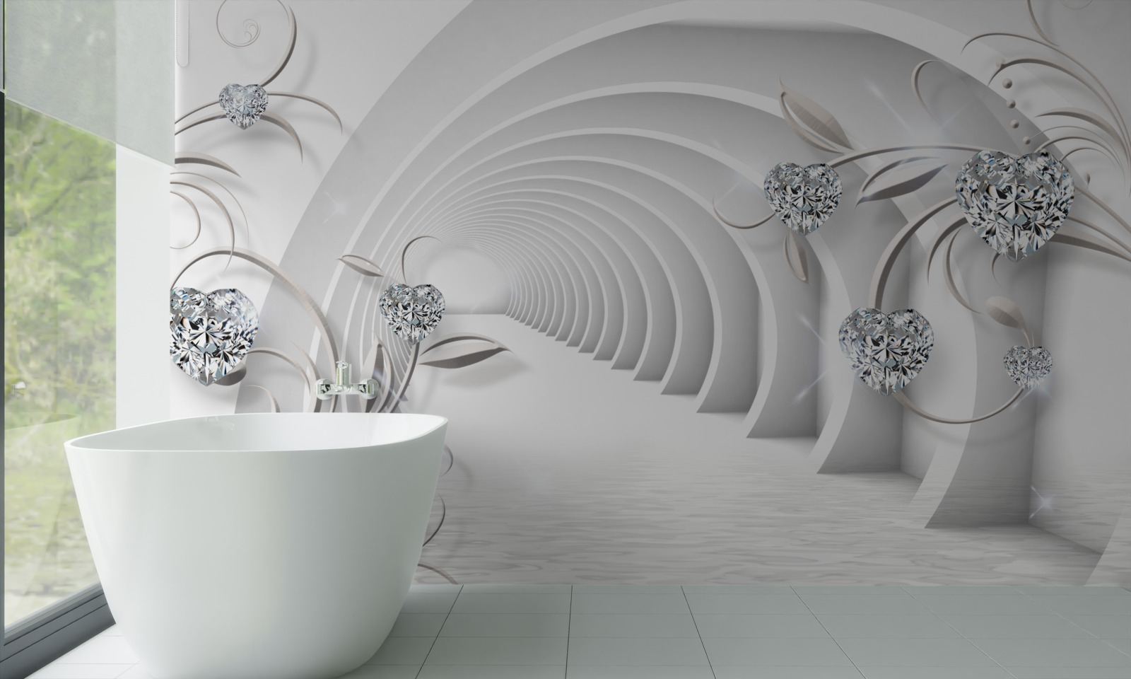 Fototapeta niekończący się korytarz spowity śnieżnobiałą czystością