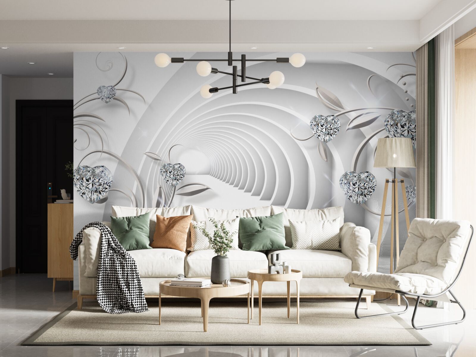 Fototapeta niekończący się korytarz spowity śnieżnobiałą czystością