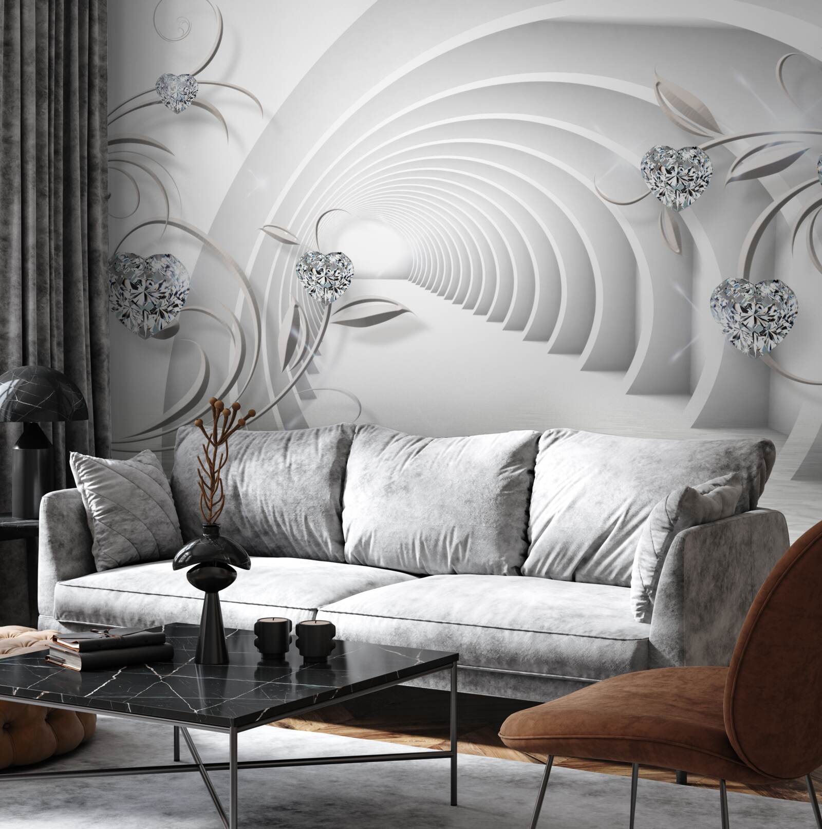 Fototapeta niekończący się korytarz spowity śnieżnobiałą czystością