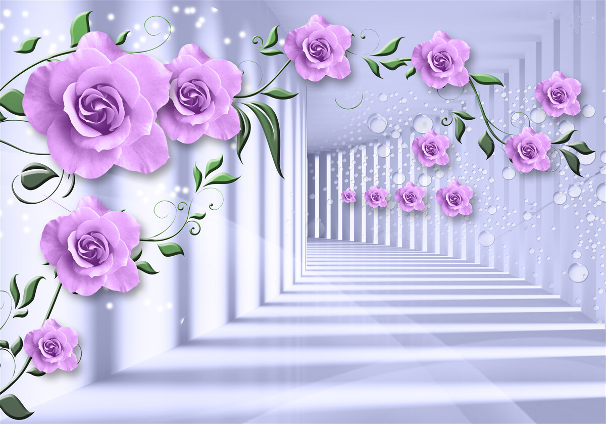 Fototapeta różowe gałęzie bzu i śnieżnobiały korytarz