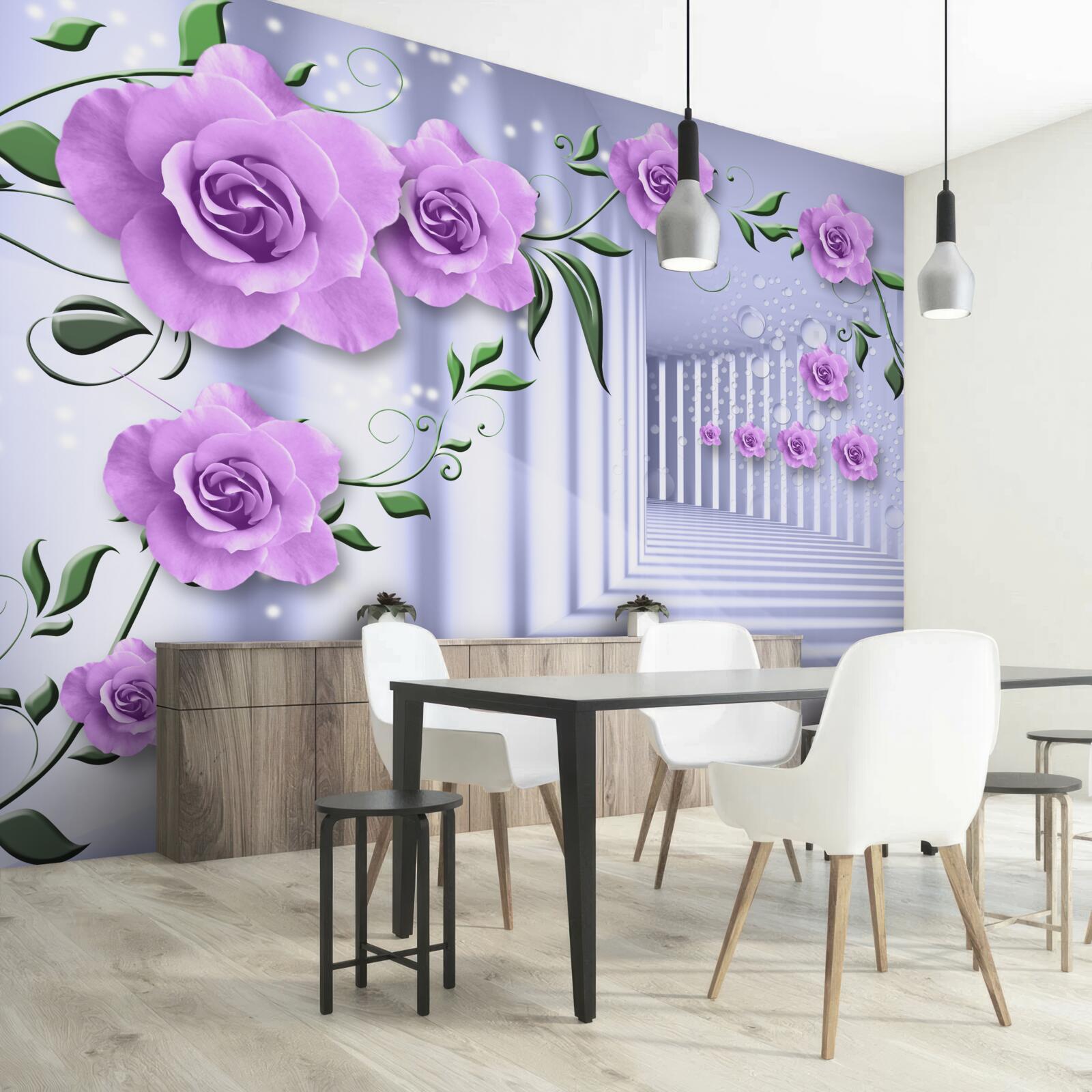 Fototapeta różowe gałęzie bzu i śnieżnobiały korytarz