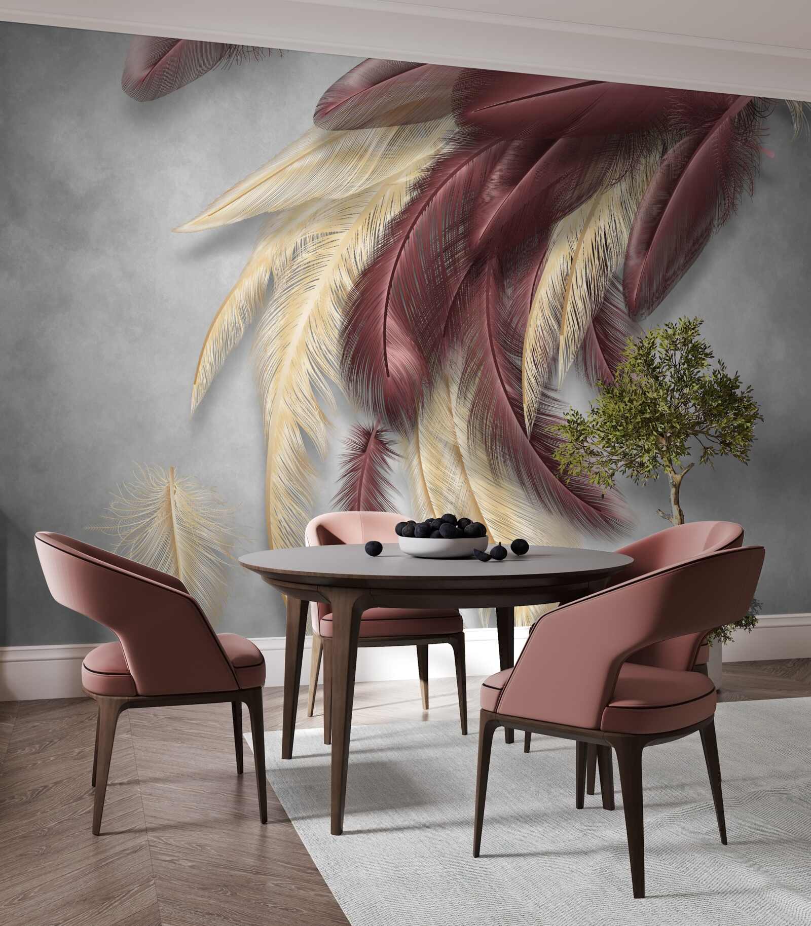 Fototapeta pióra w odcieniach złota i fioletu