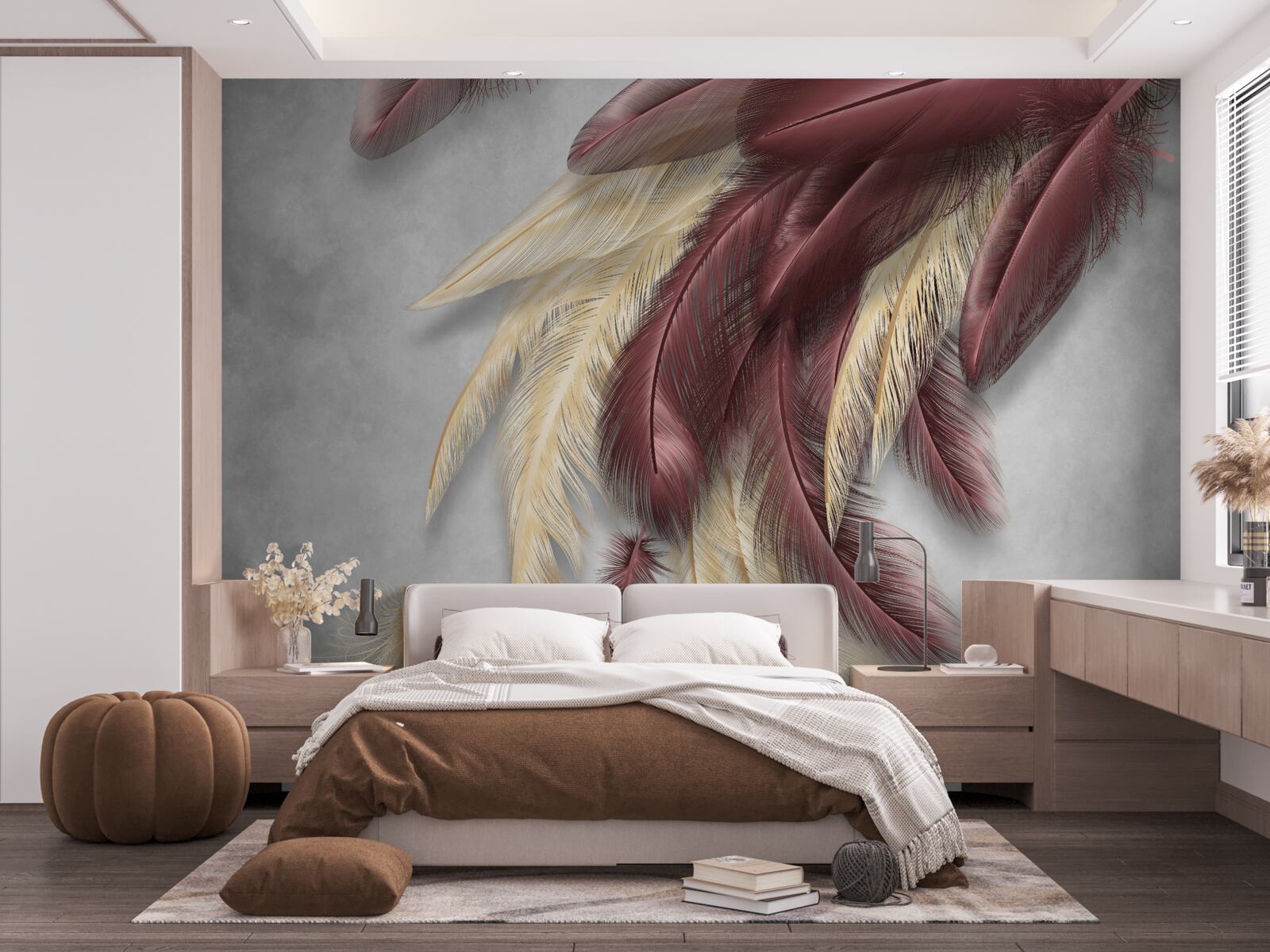 Fototapeta pióra w odcieniach złota i fioletu