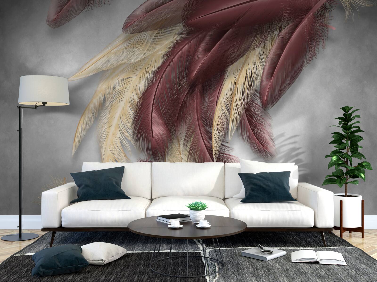 Fototapeta pióra w odcieniach złota i fioletu