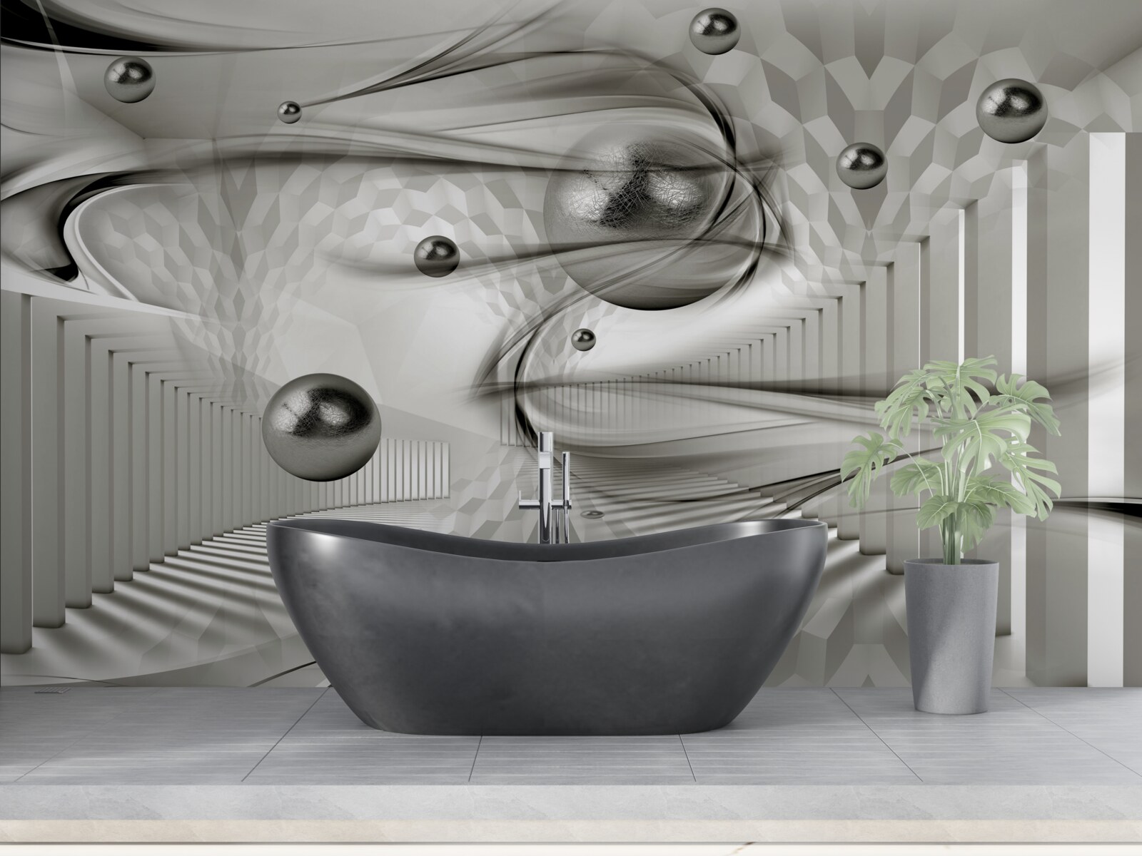 Fototapeta różne geometrie w odcieniach szarości