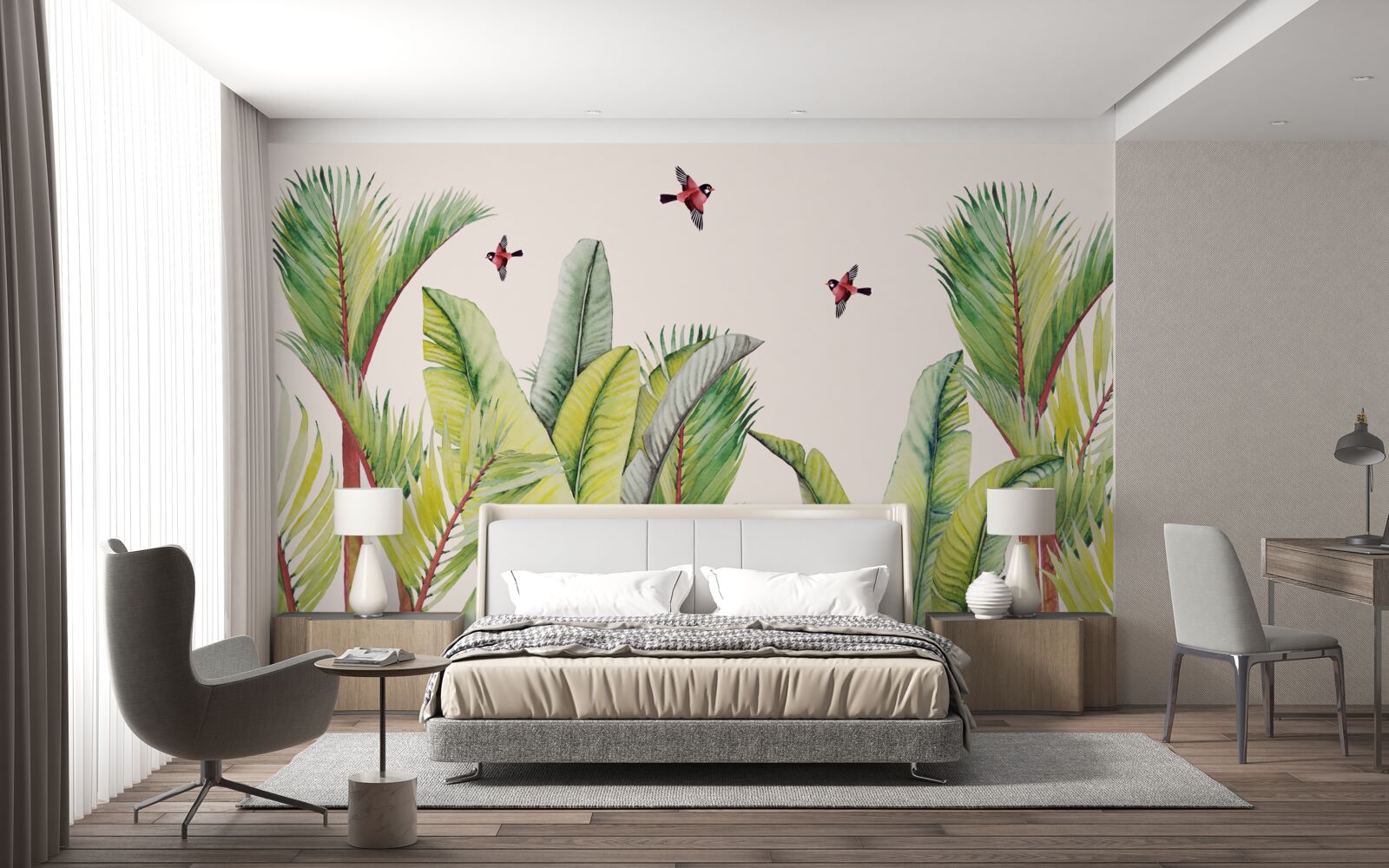 Fototapeta zieleń pod skrzydłami ptaków