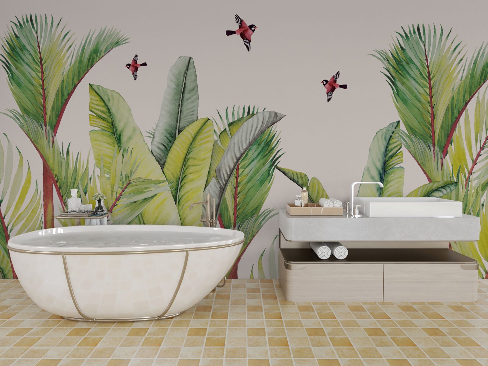 Fototapeta zieleń pod skrzydłami ptaków